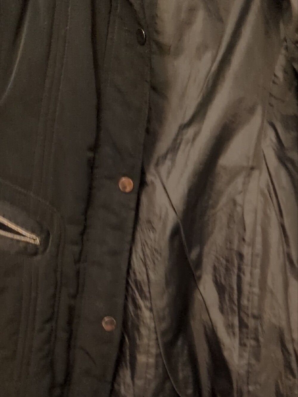 Black Women's Parka Coat with Faux Fur Collar - Picture 2 of 4